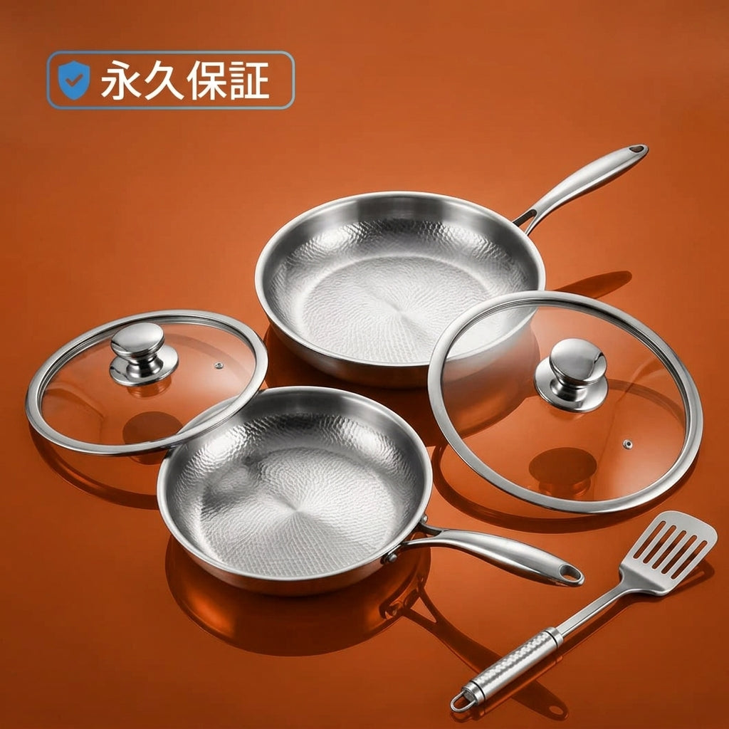NestPan 純チタンフライパン2点セット™｜24cmと30cm、毎日の二枚