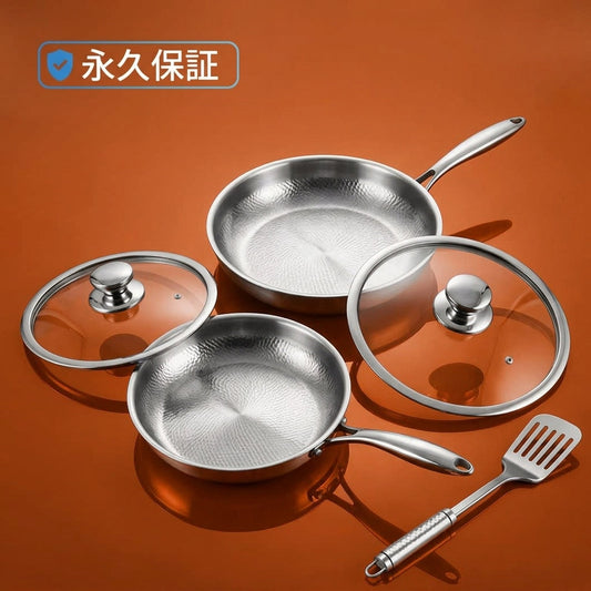 NestPan 純チタンフライパン2点セット™｜24cmと30cm、毎日の二枚
