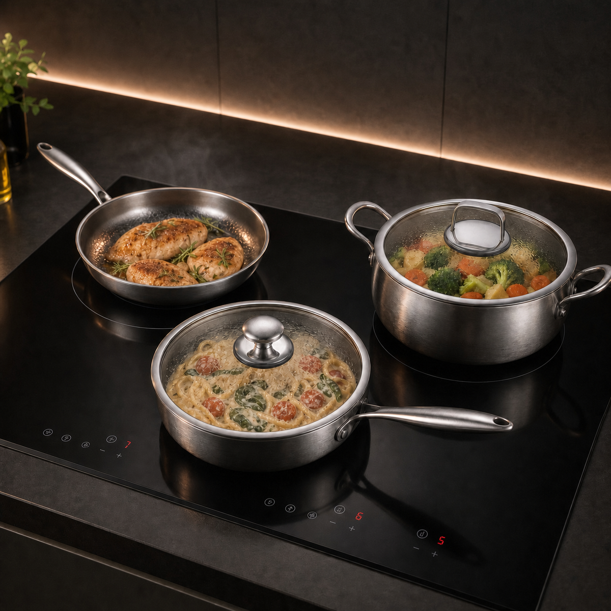 NestPan プレミアム調理セット™｜蓋つきで、味が決まる